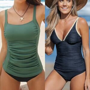 NWT Cupshe Lot of 4 Tankini & Swim Bottoms Swimsuit Bathing Suit Beach Summer L